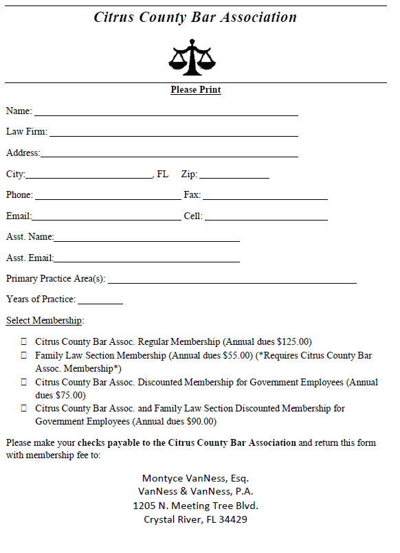 Citrus County Bar Association Membership Information