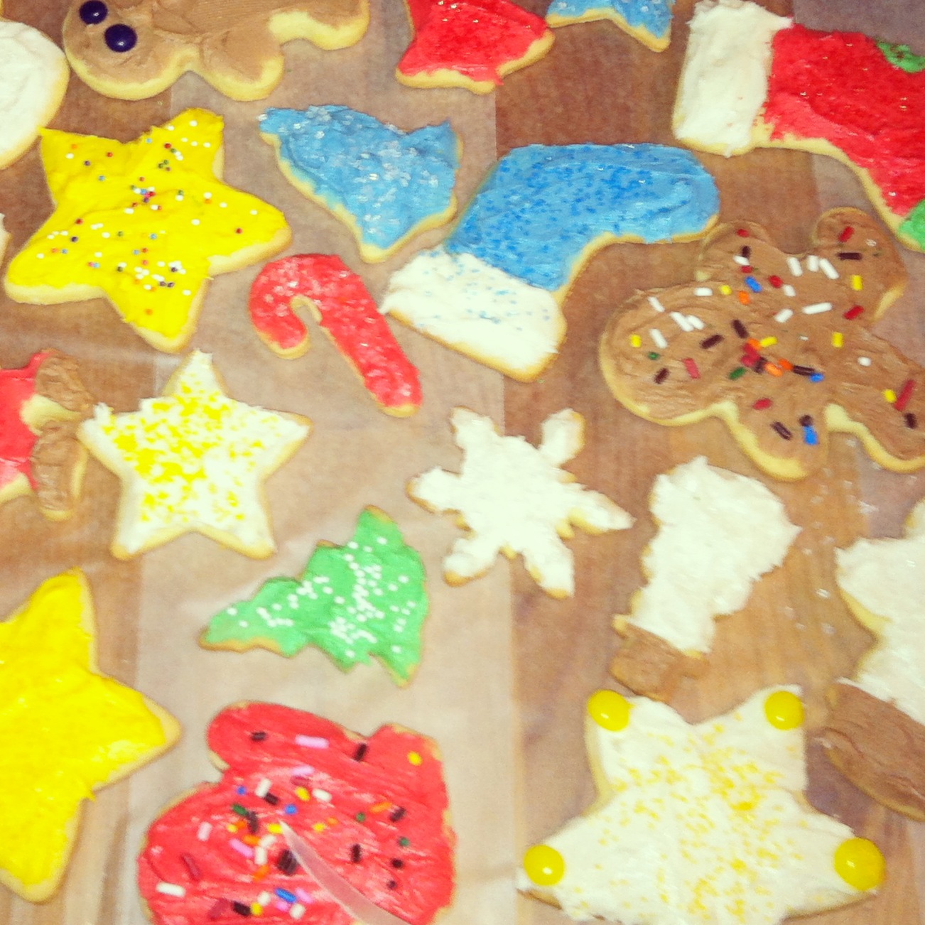 A Squared Christmas Cut Out Cookies with Buttercream Frosting