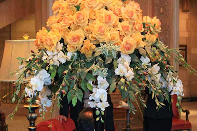 Flower arrangements in the lobby of the Chateau Laurier in Ottawa