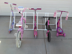 Make a bike and scooter organizer with PVC pipe :: OrganizingMadeFun.com