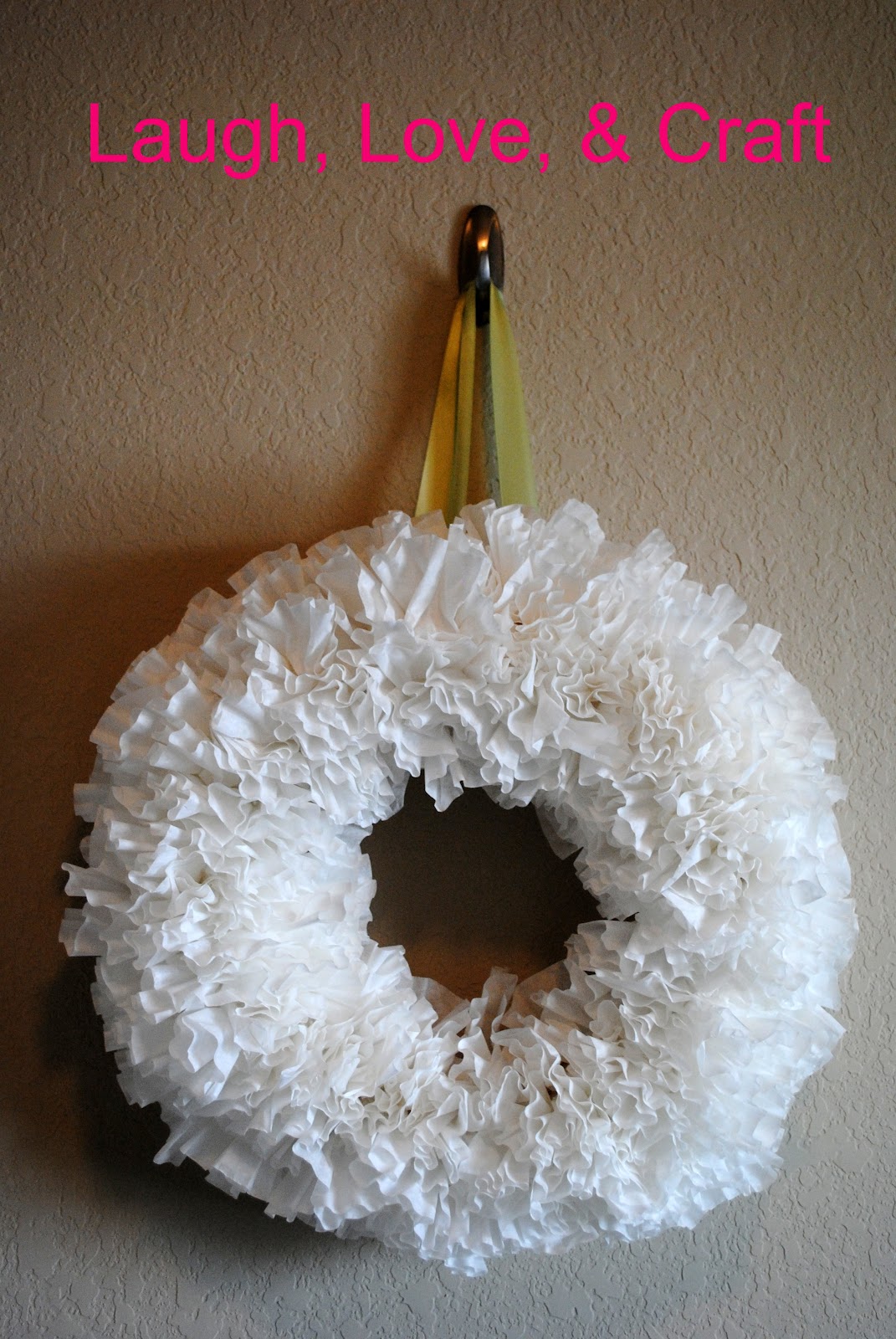 Laugh, Love, and Craft Coffee Filter Wreath