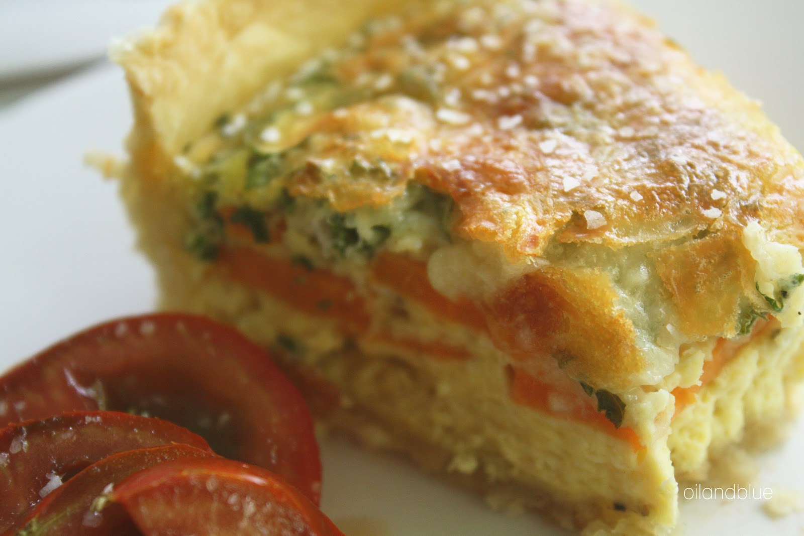 oil and blue EASY KALE AND SWEET POTATO QUICHE