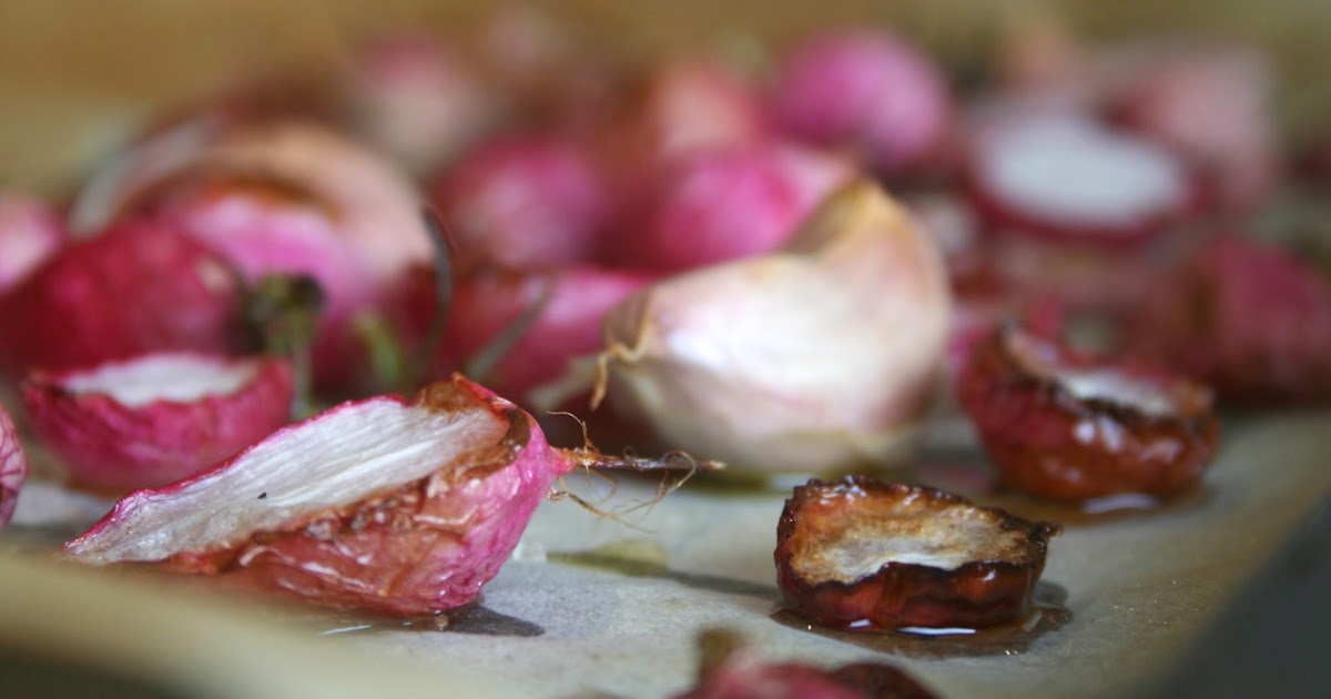 Roasted Radish Salad with Roasted Garlic, Balsamic Rosemary Dressing