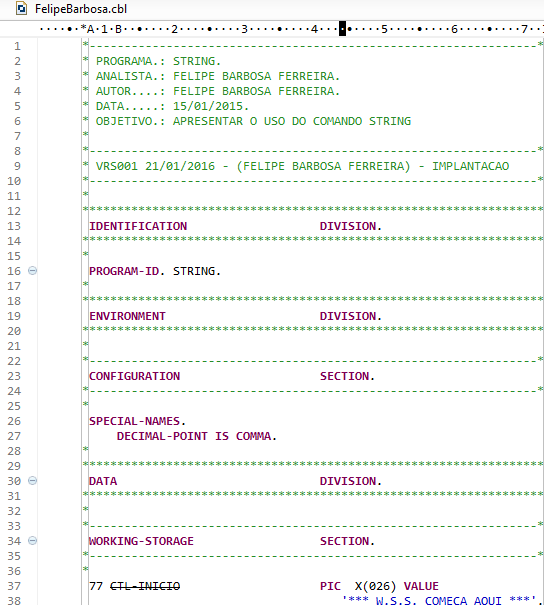 Experiência COBOL Comando String