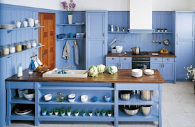 simple blue kitchen cabinets