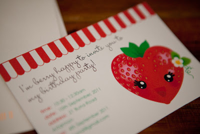 Strawberry Birthday Party invitation