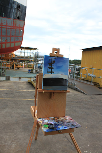 oil painting of SS John Oxley, Sydney Heritage Fleet by artist Jane Bennett Almost finished painting of SS John Oxley