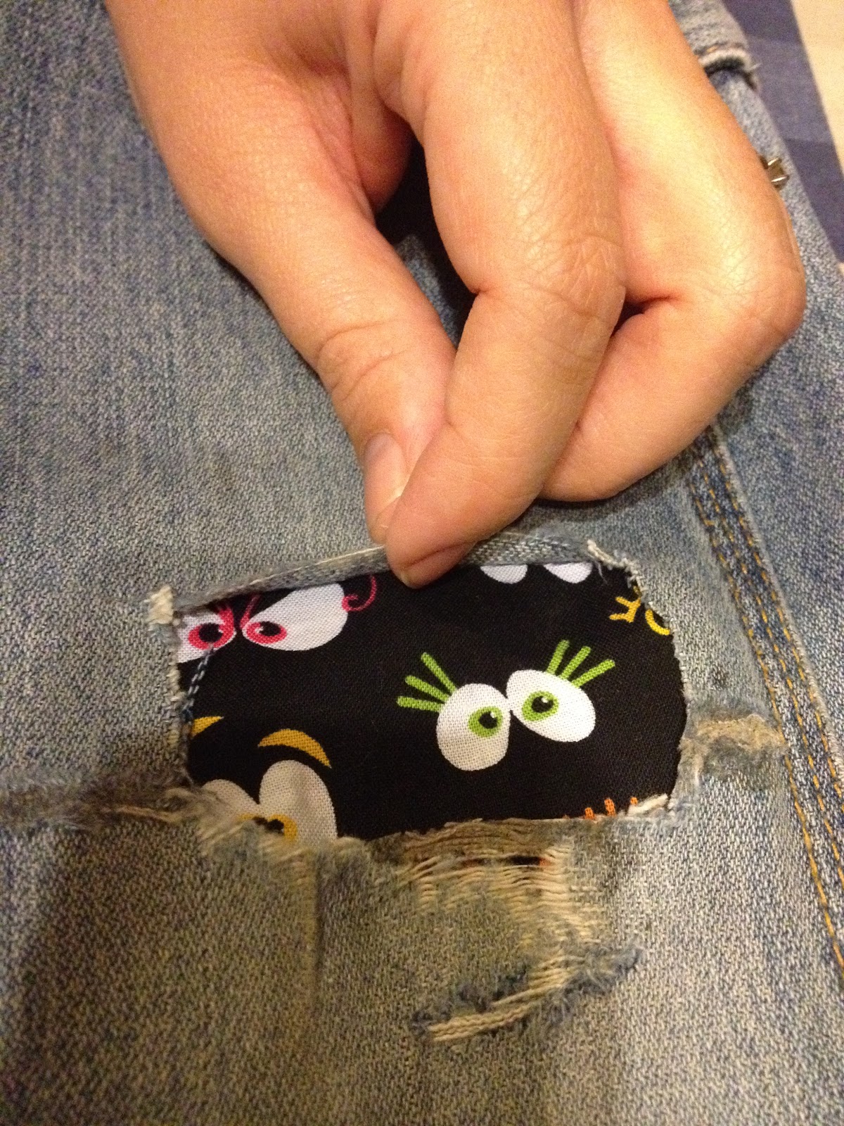 Crafty Night Owls Mending Holy Jeans Fun and Practical