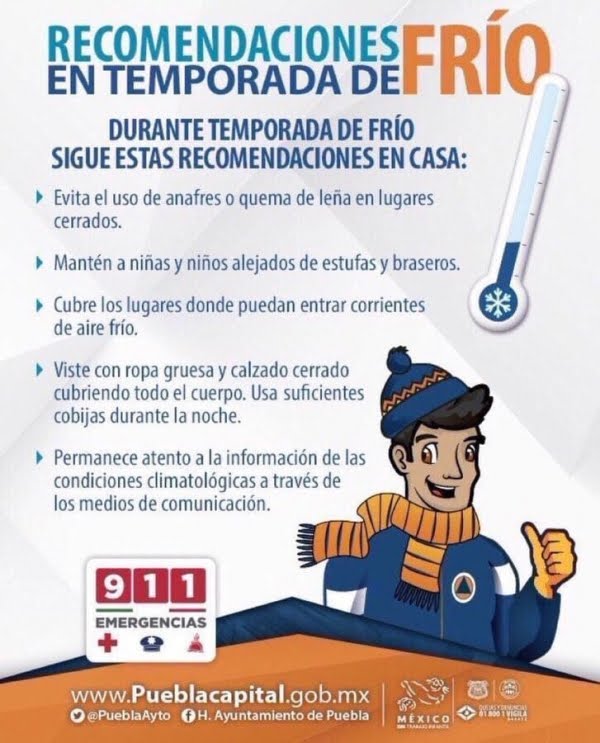 ANTE BAJAS TEMPERATURAS, PROTECCIÓN CIVIL MUNICIPAL LLAMA A TOMAR PRECAUCIONES