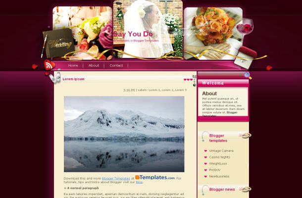 Free Blogger Wedding Pink Purple Theme Template Free Blogger Wedding Pink Purple Theme Template