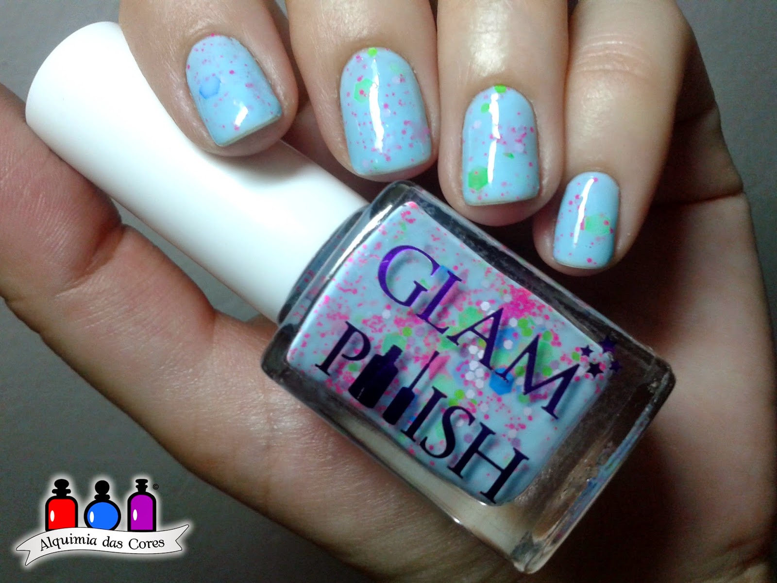 Glam Polish, Azul, Cremoglitter, neon, Glitter, importado, Neon Nubs, caminie, esmalte, nail polish