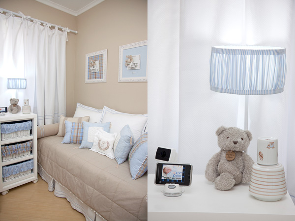 Quarto de Menino Bege e Azul ? Gemelares Decoracao Xadrez Para Quarto De Bebe ~ Quarto de Menino Bege e Azul ? Gemelares