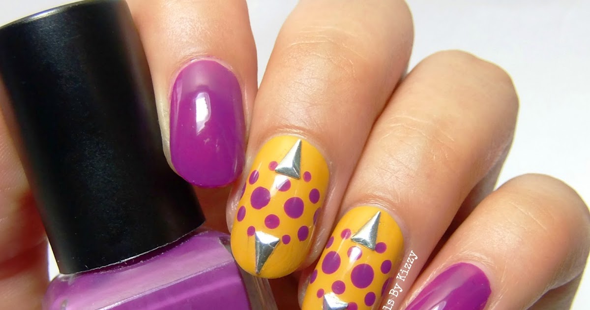 Multicolored Stud Triangles Nail Art with Metallic Studs - wide 2