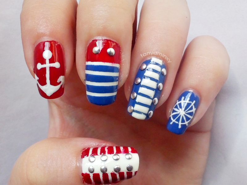 Navy Nautical Marine Nails