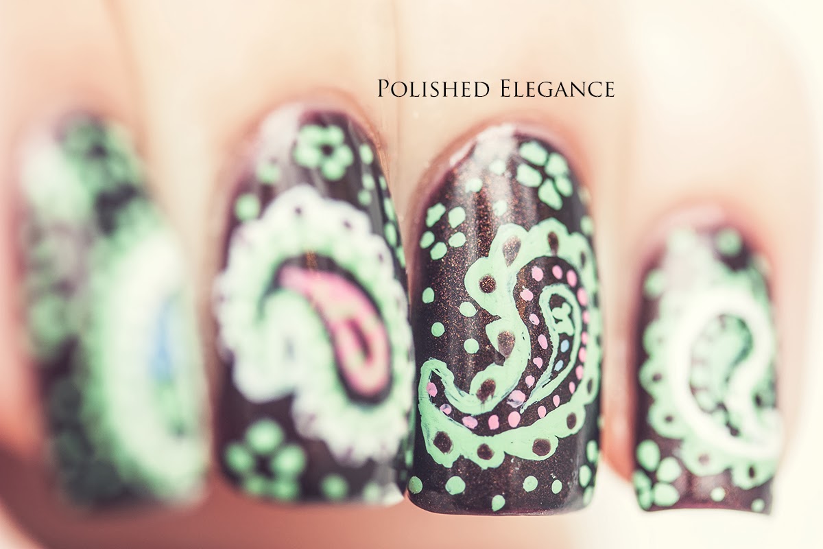 Polished Elegance Lucky Dip Paisley nail art