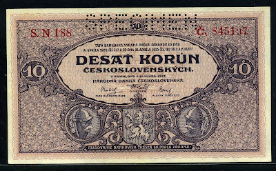 Czechoslovakia banknotes 10 Czech korun note