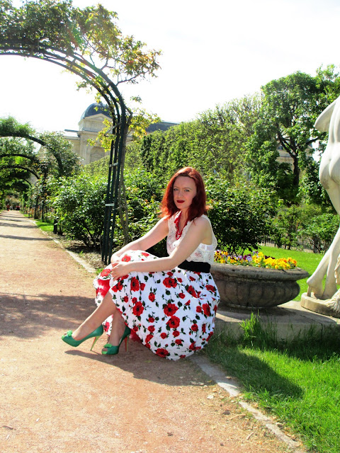 Jardin des Plantes, floral dress lace top