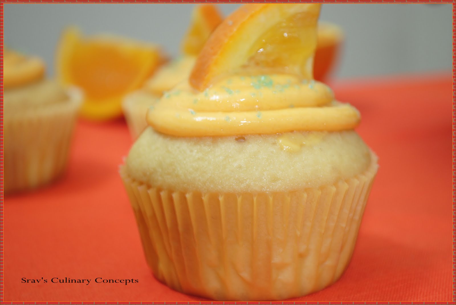 Srav's Culinary Concepts Orange cupcakes with Vanilla Cream Cheese Icing