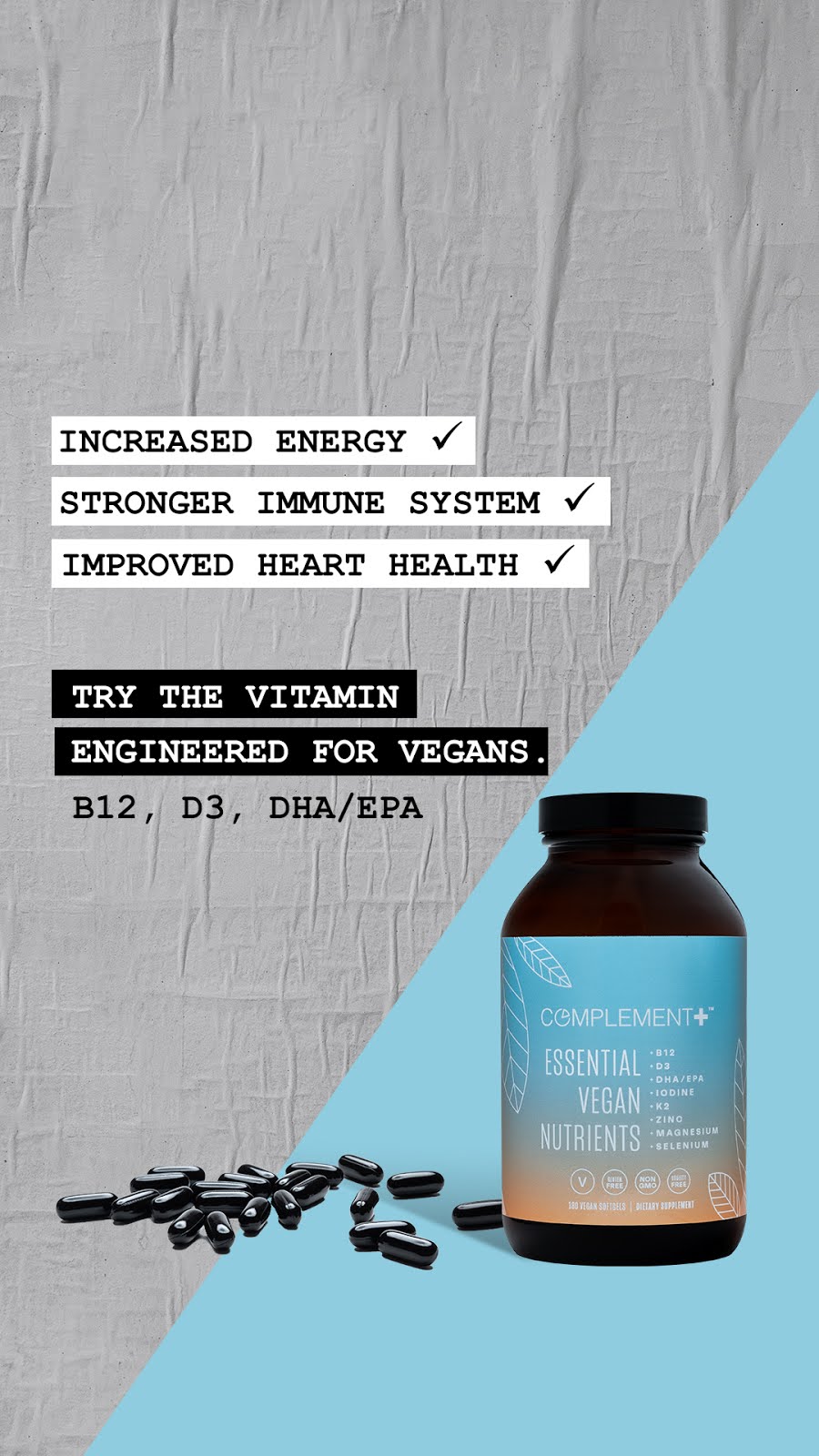 My fave vegan supplement! Click the image to learn more about Complement!