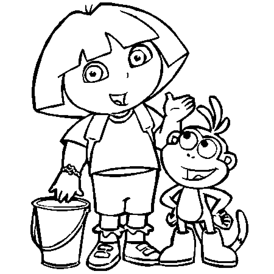 Dora And Boots Coloring Drawing Free wallpaper