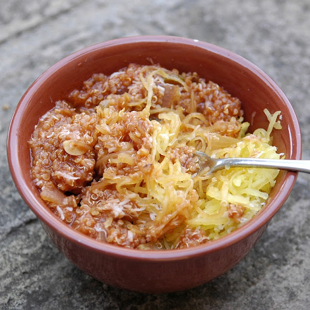 Spaghetti (Squash) with Quinoa Tomato Sauce