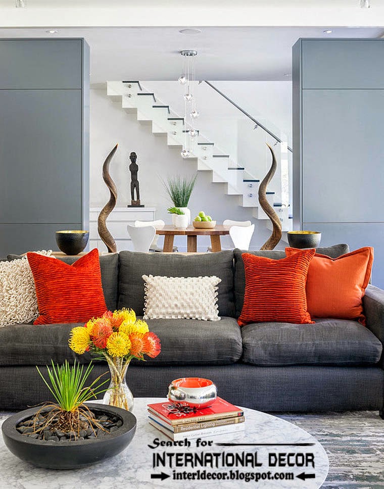 best color combinations and color schemes in the interior 2015, grey and orange