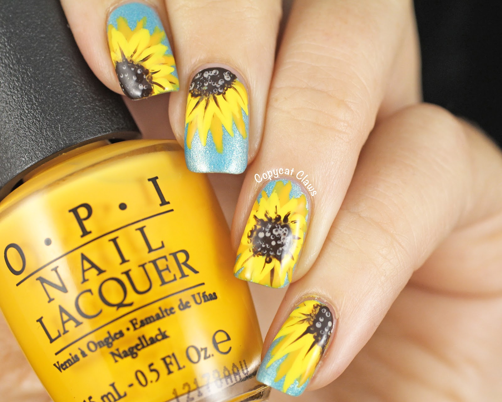 9. Sunflower Accent Nail Design - wide 3