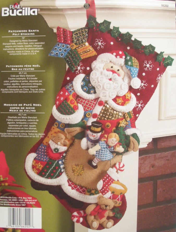 Bucilla Bear Family Christmas Felt Applique Stocking Kit