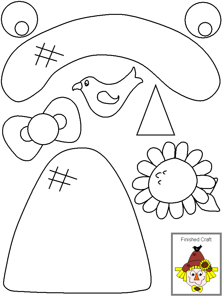 Paper Scarecrow Hat Template Sketch Coloring Page
