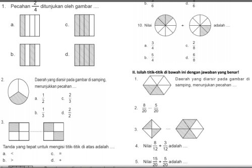 SOAL  SOAL PECAHAN MATEMATIKA KELAS 3 SEKOLAH DASAR SD SEMESTER 2 ~ SERBA SERBI