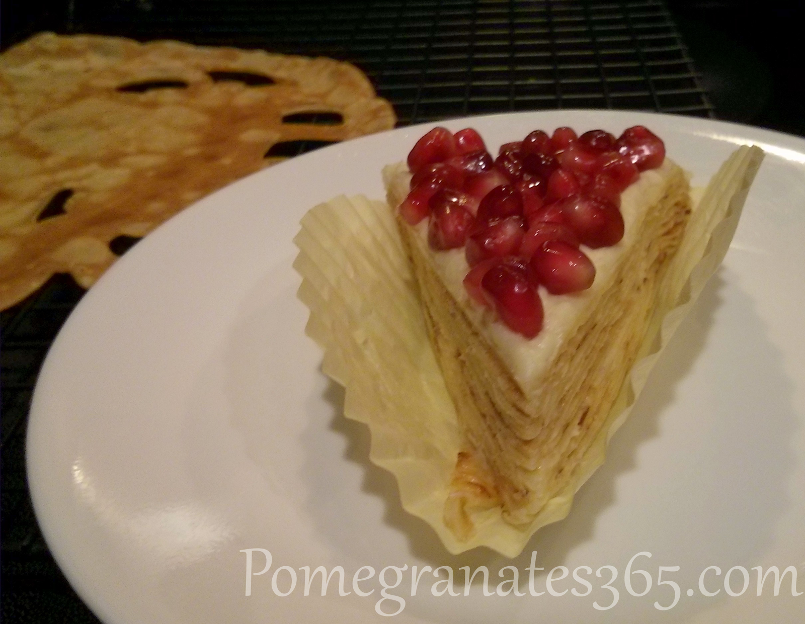 pomegranate crepe cake