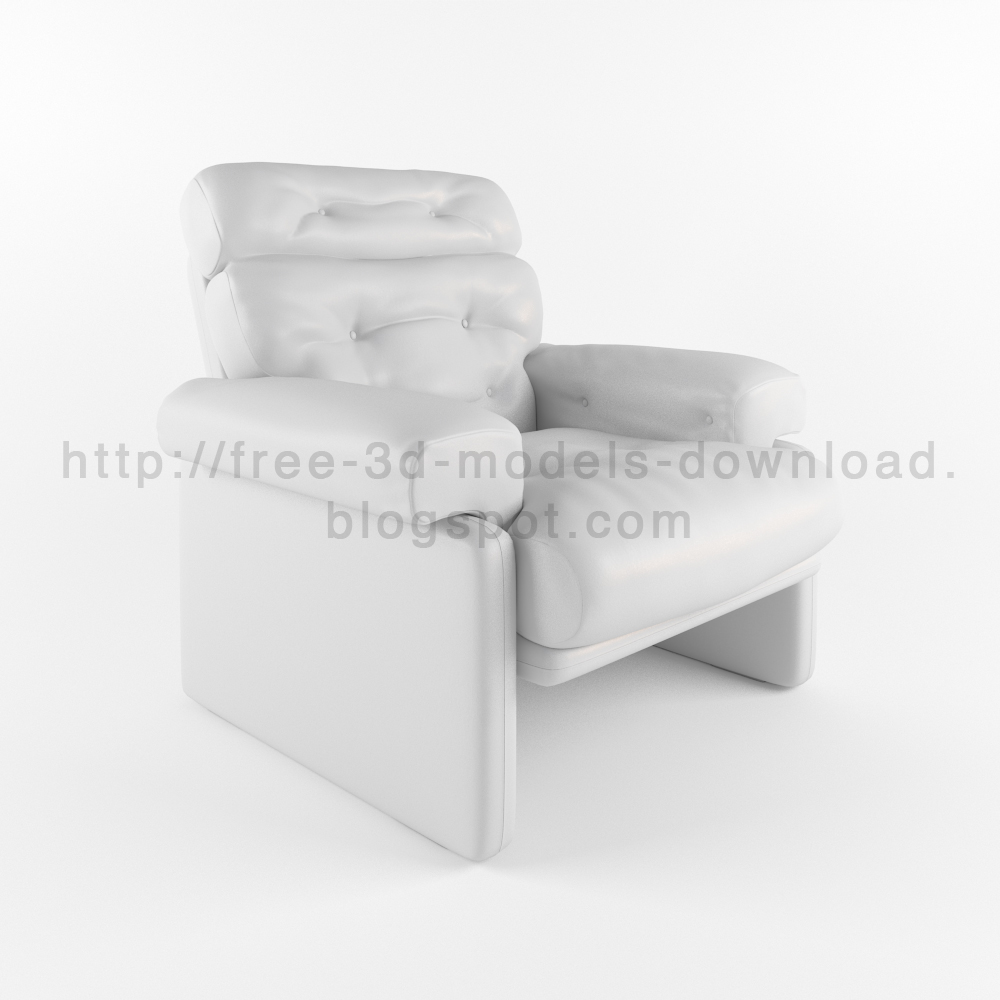 Coronado, white, 3d модель, 3d model, leather, armchair, b&b, free download, furniture, Italia, кресло, скачать бесплатно