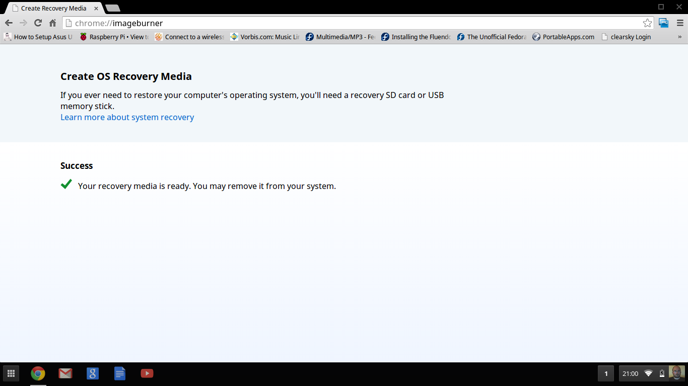Recovery Media Created Recovery Media Created