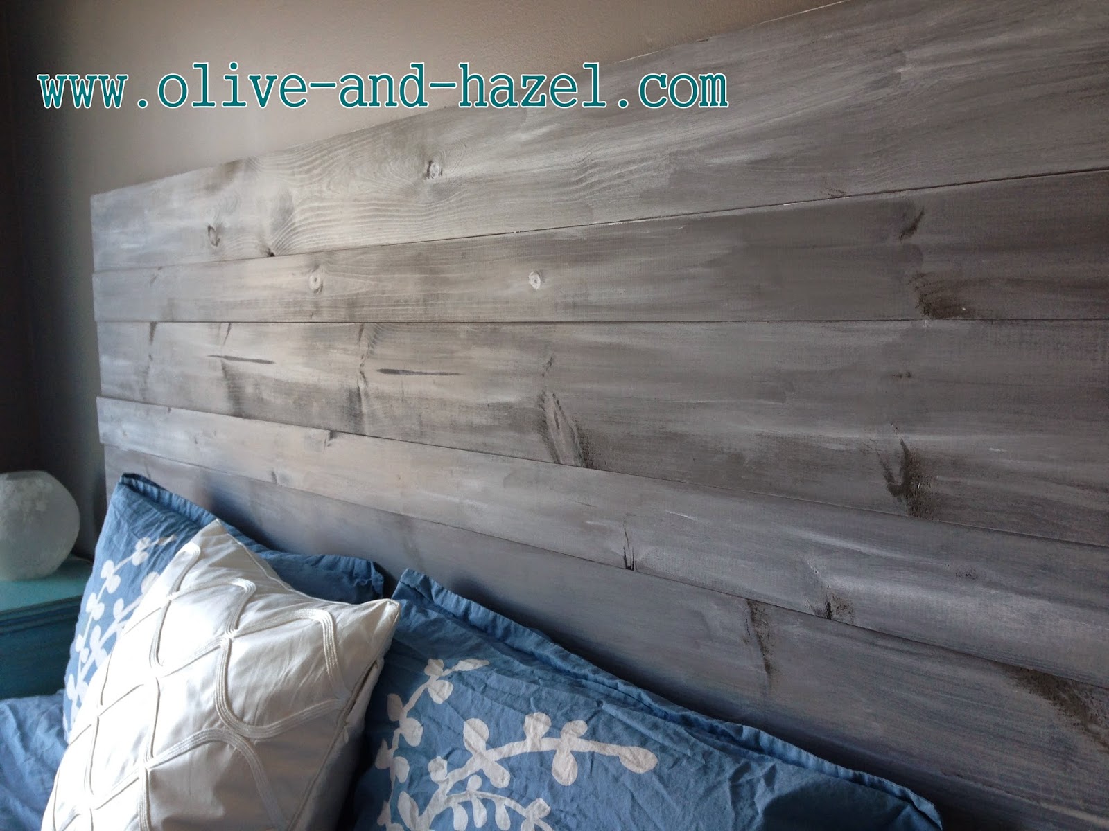 olive + hazel decor co. Whitewashed Grey King Headboard