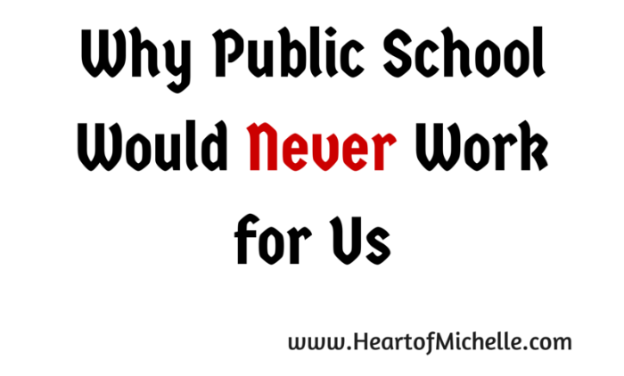 Why Public School Would Never Work for Us A homeschool mom shares the reasons she believes public school wouldn't work for her children.