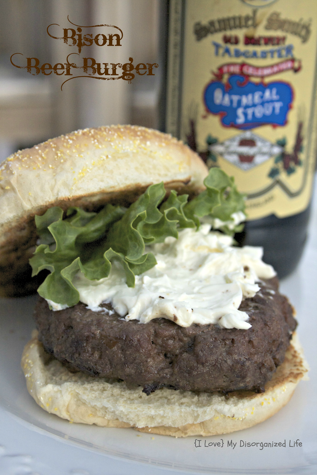 Bison Beer Burgers with Blue Cheese Garlic Spread {i love} my