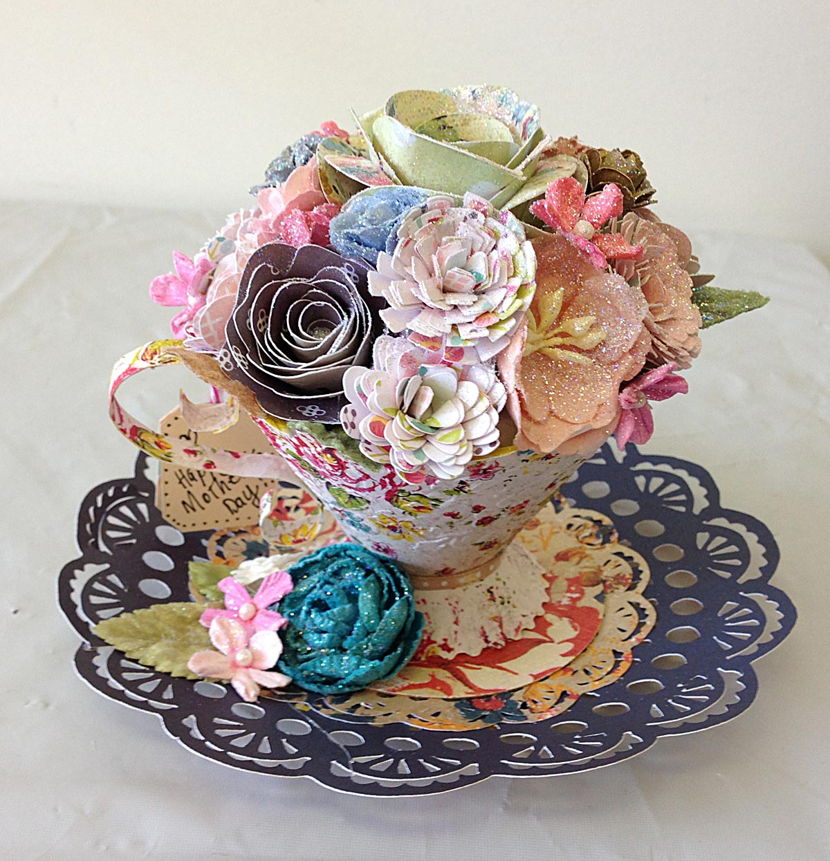 LEPcrafts Tutorial Paper Teacups Filled with Flowers...Makes a Cute