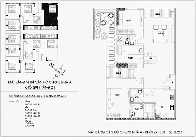 Mặt bằng căn hộ tòa A - 29 tầng, chung cư Imperia Garden Mặt bằng căn hộ tòa A - 29 tầng, chung cư Imperia Garden