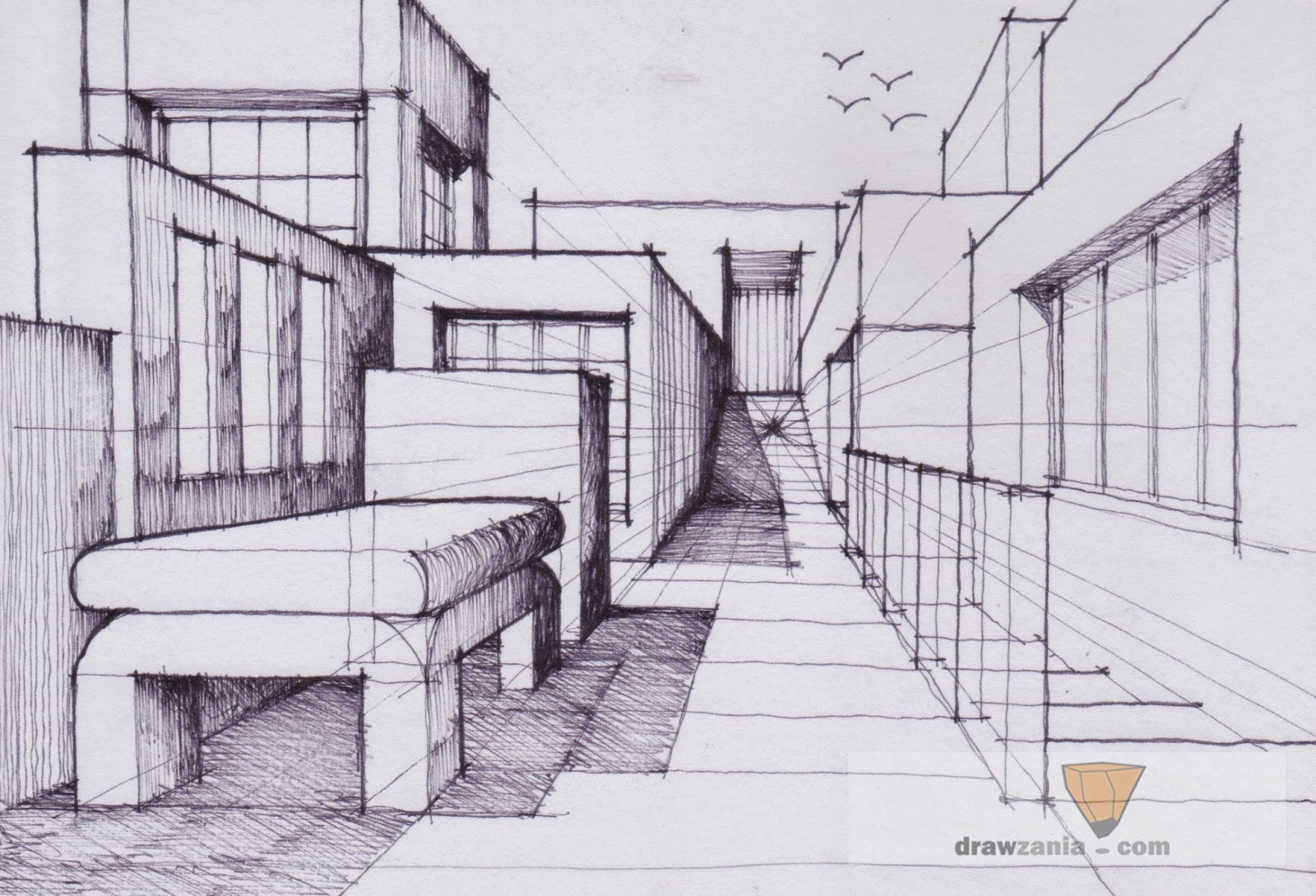 One-Point Perspective Drawing - How To Draw A One-Point