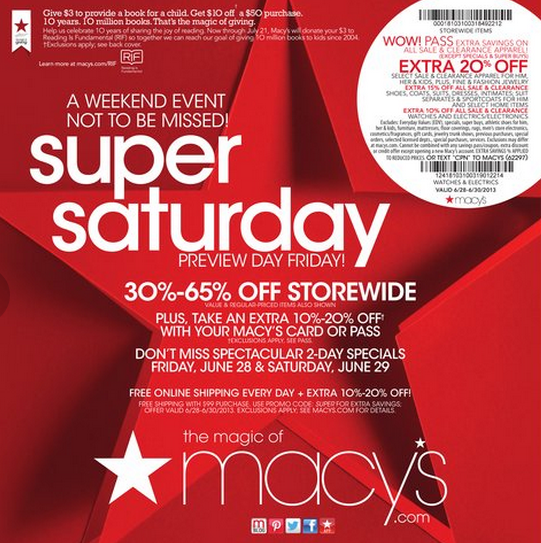 FREE IS MY LIFE COUPON 20 off Macy's Wow Pass ENDS 7/1