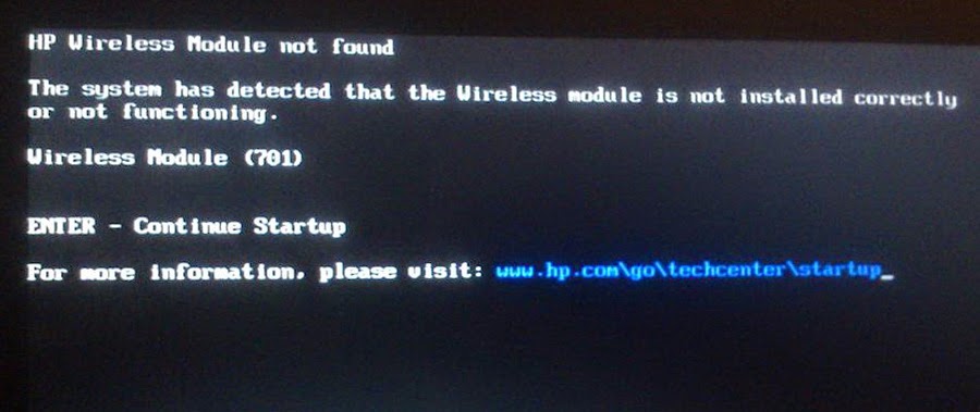 Hp dv4 wireless module not found