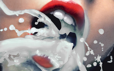 Red lips with milk wallpapers