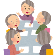 お年寄りの会議のイラスト