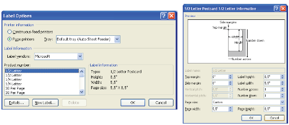 Label Option dan pemilihan jenis kertas. Label Option dan pemilihan jenis kertas.
