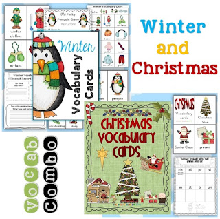 Winter and Christmas Themed Vocabulary Cards Combo