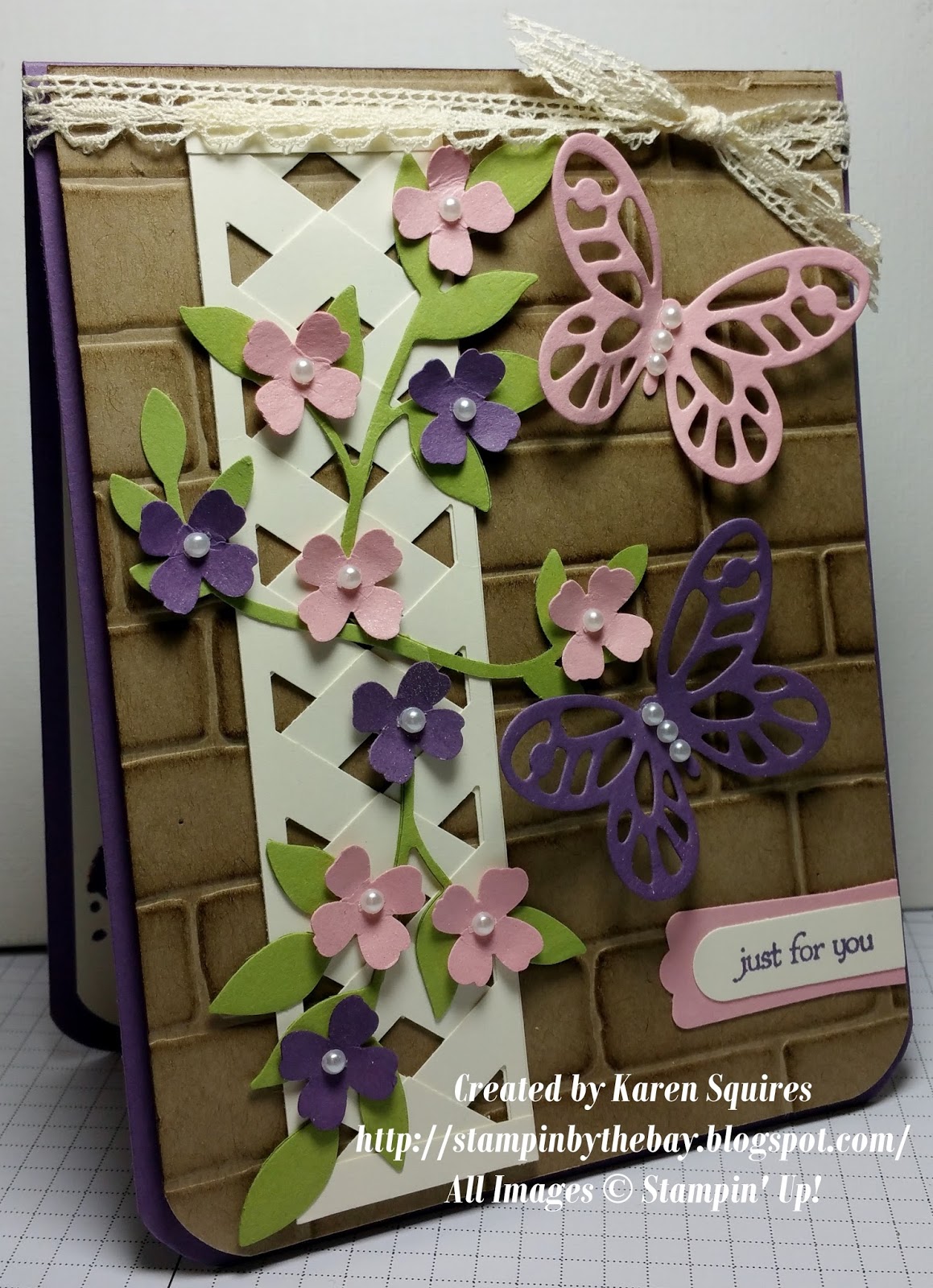 Stampin' By The Bay Chevron Border Punch makes Lattice