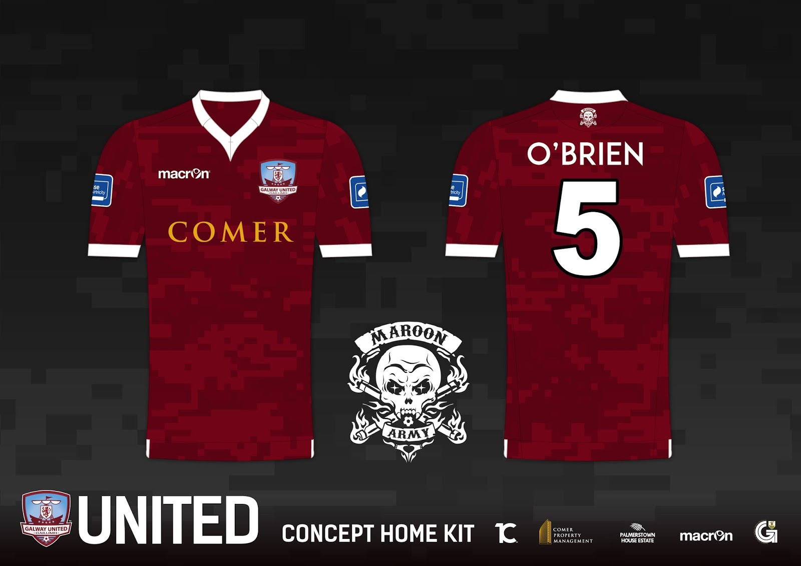 galway united fc maroon army home kit concept