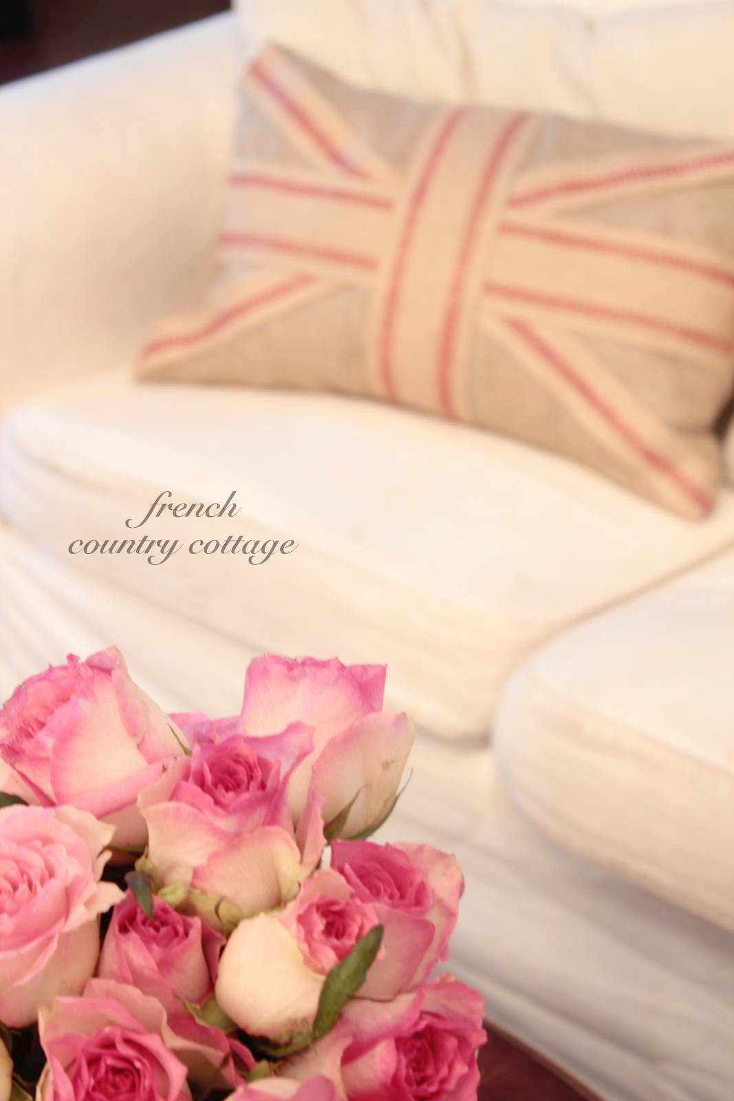 Burlap Union Jack Pillows FRENCH COUNTRY COTTAGE