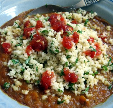 carrot-pinto soup with herbed couscous