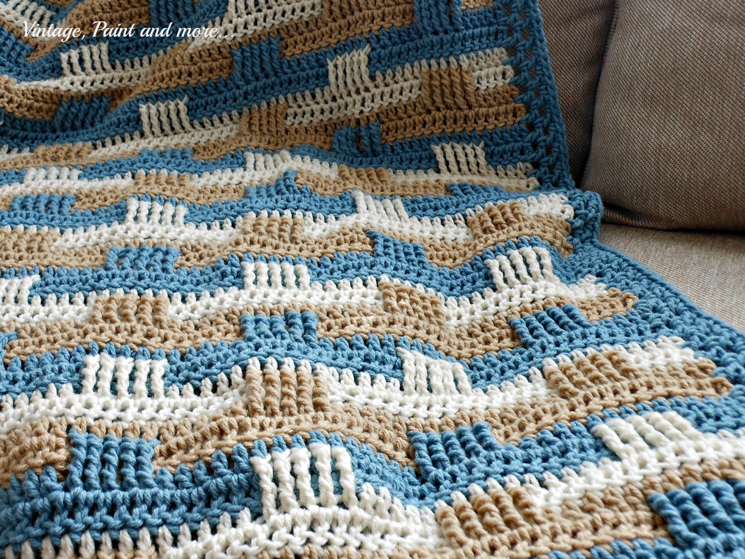 Crochet Afghan And Stenciled Pillow | Vintage, Paint And More...